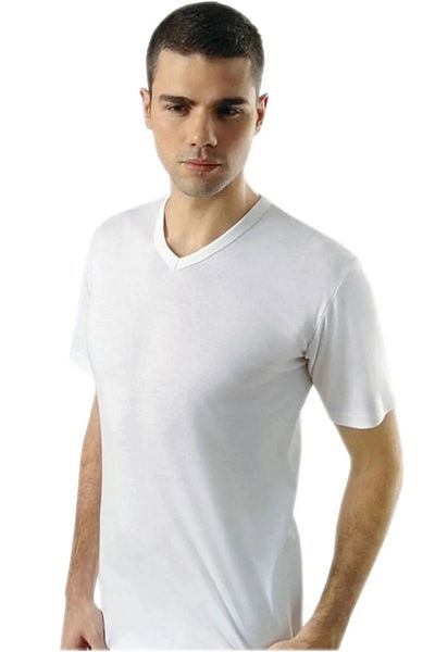 Anıt 5 Pieces Men's V-Neck Short Sleeve Undershirt Ribbed Fabric 100% Cotton (ribbed)