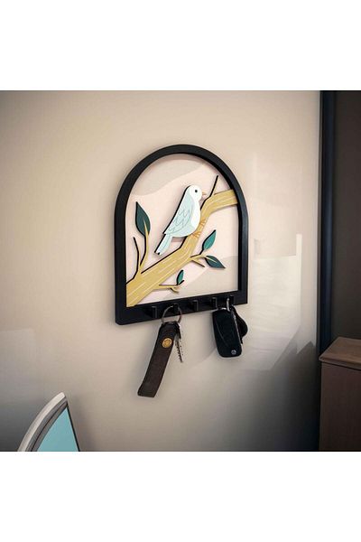 CajuArt Bird Detailed Tree Design - Duar Hanger Keychain Decor