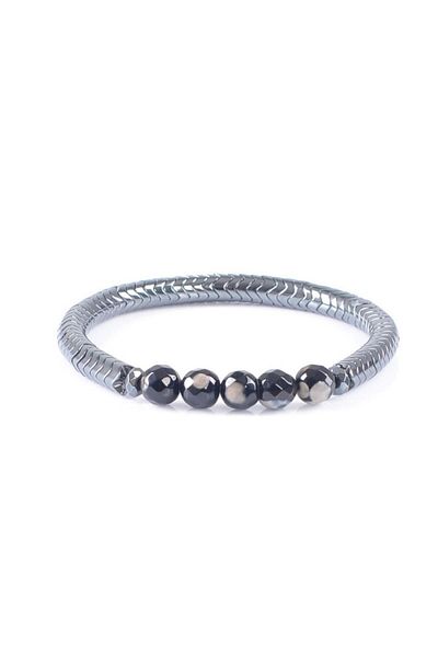 LABALABA MEN'S DIAGONAL AGATE NATURAL STONE BRACELET