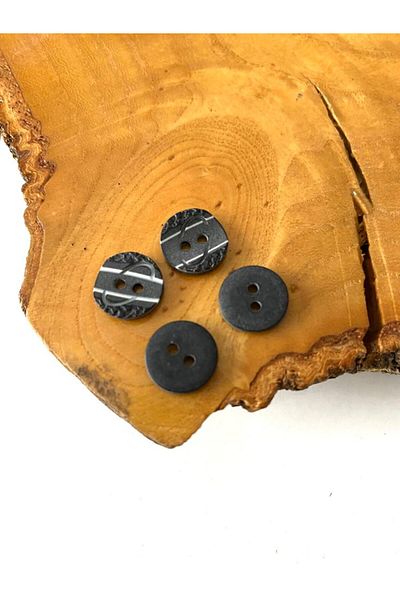 canan dizayn 11.5 MM BLACK-WHITE POLYESTER BUTTON (25 PIECES)