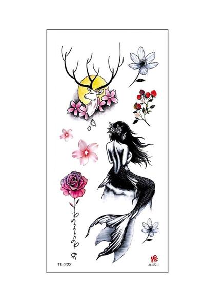 Mecit Tuhafiye DENİZ KIZI GEYİK ÇİÇEKLER GEÇİCİ DÖVME