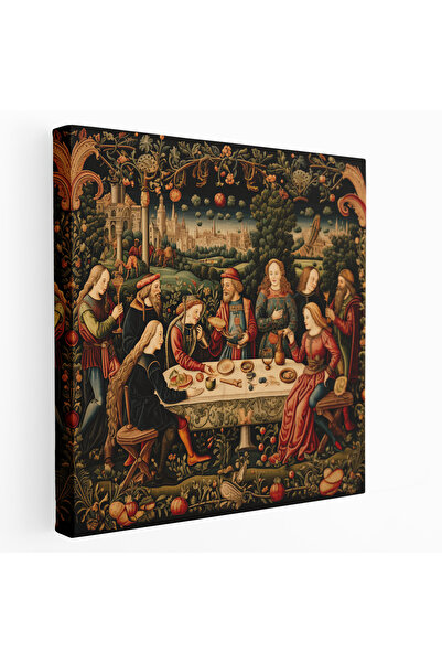 PaintedAnarchy Ortaçağ Bayram Oyulmuş Goblen Kanvas Baskısı