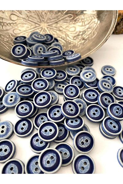 canan dizayn 12.5 MM DARK BLUE-WHITE POLYESTER BUTTON (25 PIECES)