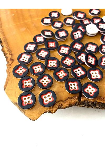 canan dizayn 13 MM YONCA BUTTON BLACK-WHITE-ORANGE(25 PIECES)