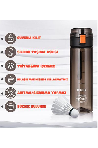 Vagonlife TKK 550ml Tritan Water Bottle with Strawless Comfortable Drinking Lockable Lid and Carrying Handle