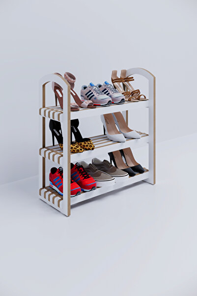 bangu Demonte Portatif 3 Raflı Ayakkabılık Çok Amaçlı Dolap Antre Hol Kapı Önü %100 MDF