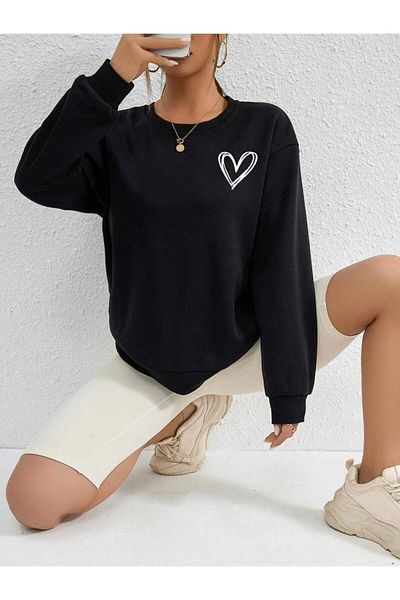 BENROMA Oversize Heart Printed Sweat