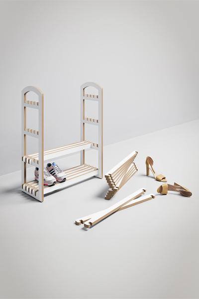 bangu Demonte Portatif 4 Raflı Ayakkabılık Çok Amaçlı Dolap Antre Kapı Önü %100 MDF