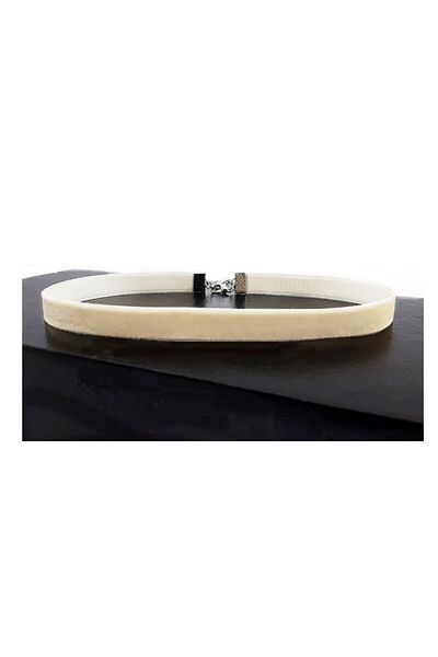 Bijustore Cream Colored Velvet Choker Women's Collar Necklace