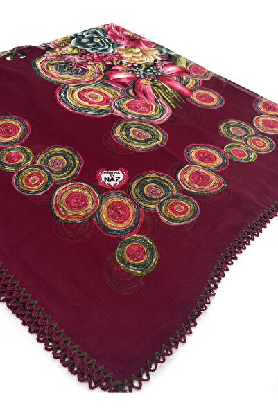 nazipek 5'li Set Toptan Hediyelik Çiçekli Desen Oyalı Pamuklu Yazma 100x100cm Kroşeta Eşarp