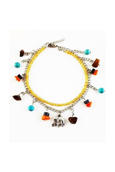 Bijustore Natural Stone Women's Elephant Anklet