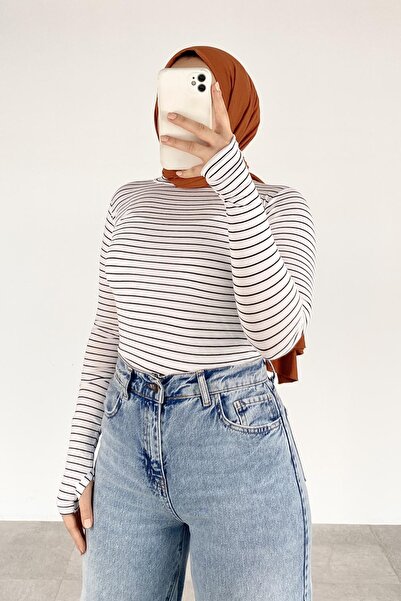 lamelif قفازات بتفاصيل مفصلة على شكل ياقة صياد السمك باللون الأبيض