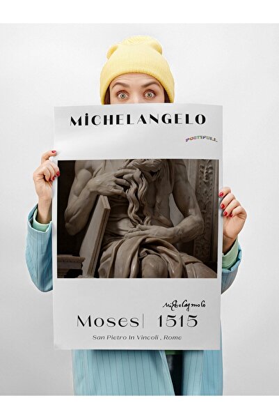 Postifull Michelangelo - the Decalogue of Moses - Moses, Statue of Moses Poster - Unframed Painting - Art Series