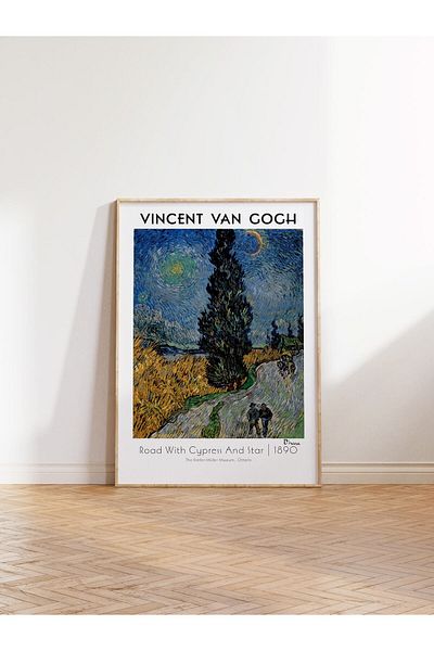 Postifull Αφίσα Van Gogh Duar - Κυπαρίσσι και αστέρι με λεπτομέρειες, χωρίς πλαίσιο