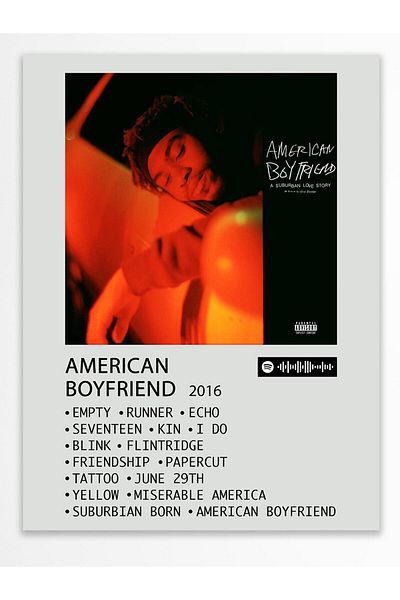 Postifull Αφίσα άλμπουμ Polaroid συμβατή με Spotify - Διακόσμηση τοίχου - Χαρτί με παχιά επίστρωση - Χωρίς πλαίσιο