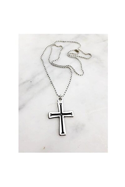 Bijustore Gümüş Renk Erkek Haç Kolye