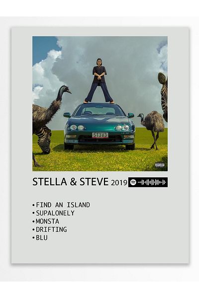 Postifull Αφίσα άλμπουμ Polaroid συμβατή με Spotify - Διακόσμηση τοίχου - Χαρτί με παχιά επίστρωση - Χωρίς πλαίσιο