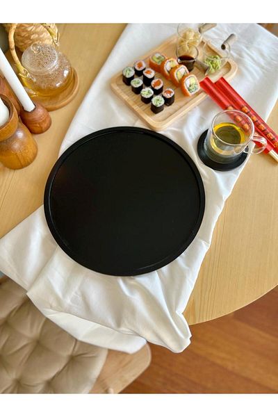 Maison Avf Black Wooden Charger - American Service and Coaster (Set of 2)