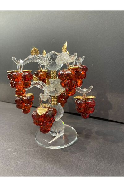 Decorative Crystal Glass Eight Bunches Grape Orange Gold