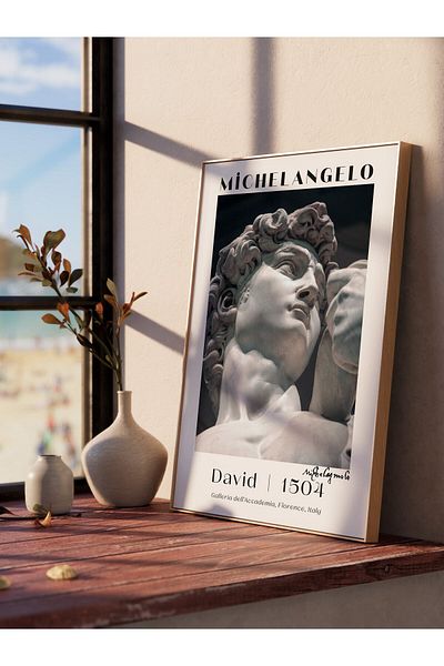 Postifull Επιτραπέζια αφίσα Michelangelo - David, Αφίσα τοίχου με άγαλμα του Ντέιβιντ - Αφίσες σειράς τέχνης χωρίς πλαίσιο