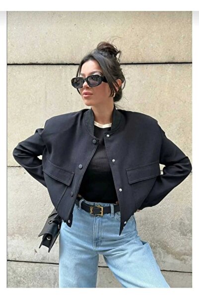 ECK MODA Kadın Vatkalı Astarlı Bumber Ceket