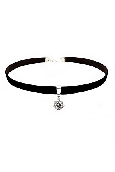 Bijustore Siyah Kadife Kar Tanesi Kadın Choker Tasma Kolye