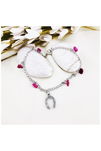 Bijustore Mother of Pearl Natural Stone Horseshoe Anklet