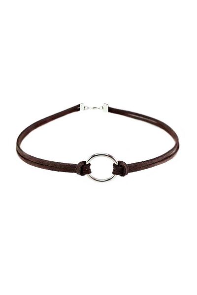 Bijustore Brown Women's Suede Round Choker