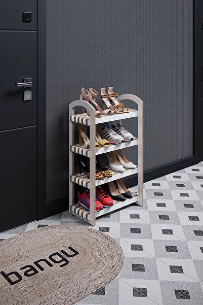 bangu Demonte Portatif 4 Raflı Dar Ayakkabılık Çok Amaçlı Dolap Antre Hol %100 MDF