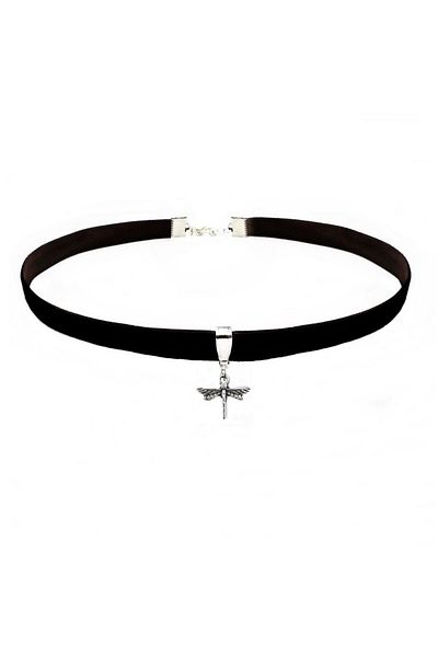 Bijustore Black Velvet Women's Dragonfly Choker Necklace