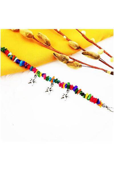 Bijustore Sedef Doğal Taş Renkli Kadın Halhal