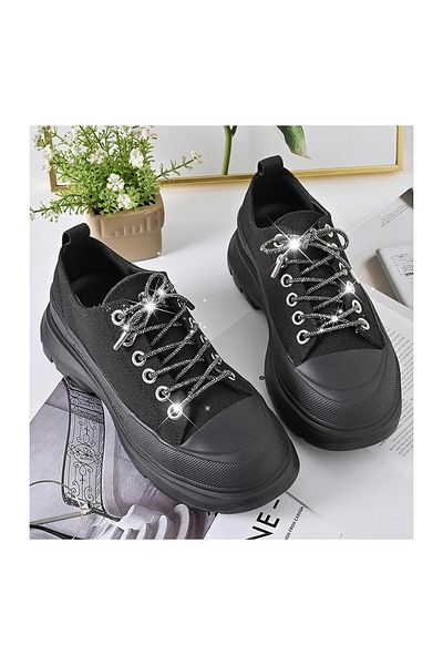 AiryFooT Crystal Stone Shiny Stone Boot and Shoe Laces Without Tips 120 Cm 1 Pair (Smoked)
