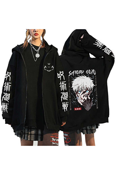 GALASHOP Jujutsu Kaisen fermuarlı Kapşonlu Gojo Satoru Unisex Y2k Model23