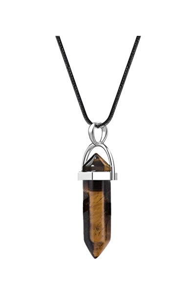 NBS Beautiful Naturel Stones قلادة من الحجر الطبيعي على شكل عين النمر (حجر طب...