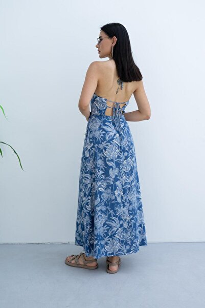 PRANGA Kadın Lacivert Desenli Elbise