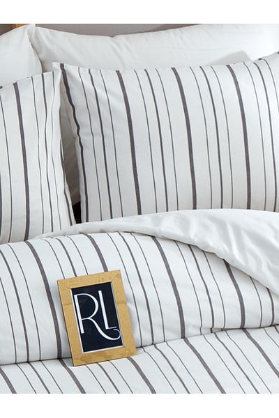 Ricco Lifes Anthracite Striped Single Duvet Cover Set (WITHOUT SHEET)