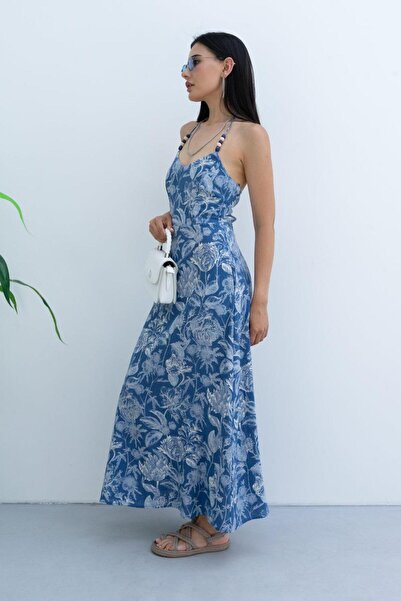 PRANGA Kadın Lacivert Desenli Elbise