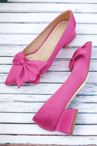 DURUNUN BUTİĞİ Fundita din satin fucsia (4 cm) Tocuri cu vârf ascuțit