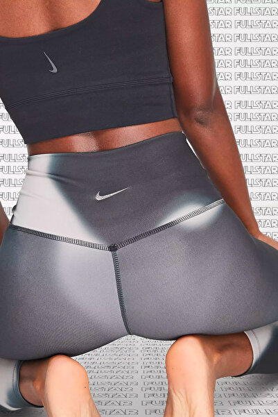 Nike Yoga 7/8 High Rise Leggings Yüksek Belli Dijital Baskı Toparlayıcı Tayt Siyah Batik