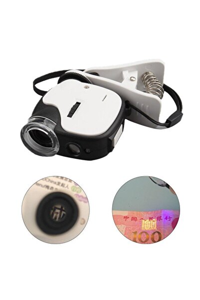 Profisher 55x Büyüteç Telefon Klipsli Optik Makro Lens Büyüteç 2 Led 1 Uv Led...