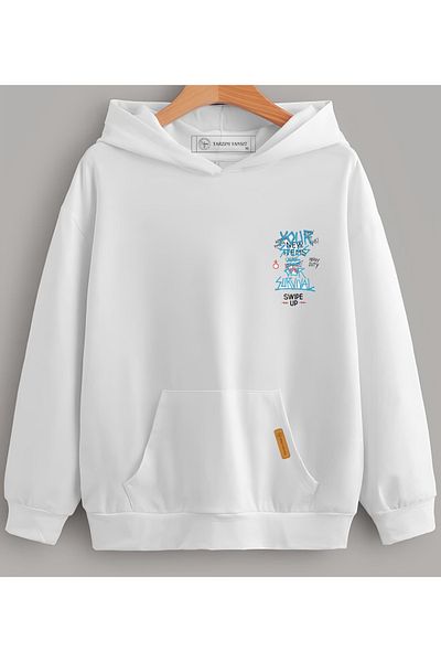 Edizen Φούτερ διπλής κατεύθυνσης με στάμπα Oversize Premium 100% βαμβακερή κουκούλα