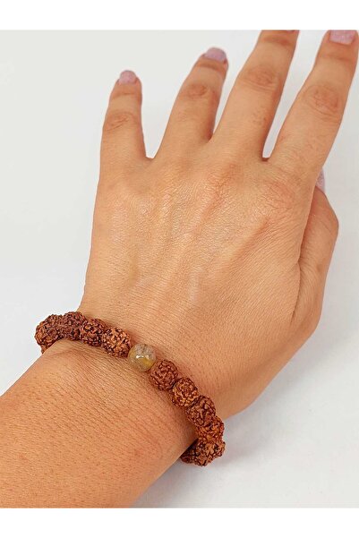 Yasamtohumu سوار Rudraksha Seed للجنسين - حجر بيريل ذهبي، 8 ملم