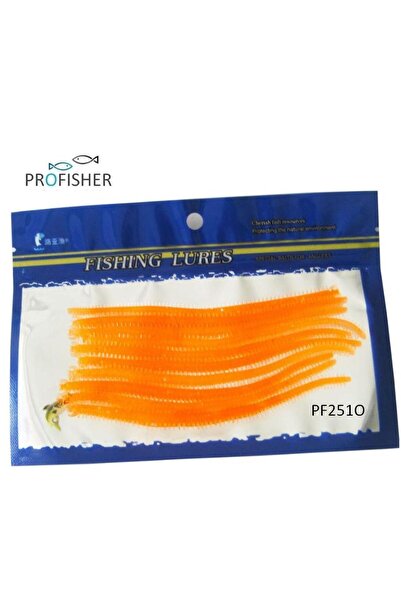 Profisher 10 Adet Set 13,5cm Turuncu Silikon Solucan Sahte Yem