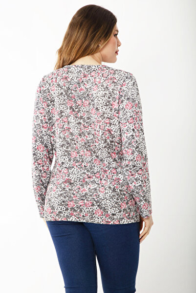 Şans Bluză cu mâneci lungi, colorată, cu model, mărime mare, 65N37227