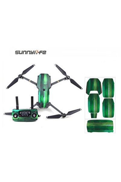 Profisher Dji Mavic Pro Için Green Wood Su Geçirmez Pvc Cilt Çıkartma Seti