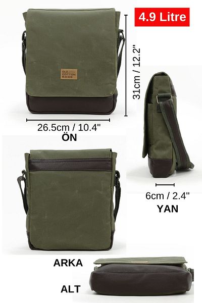 Old Cotton 7112 Western Khaki Water Resistant School- Tablet - Shoulder Messenger Bag with Cross Strap