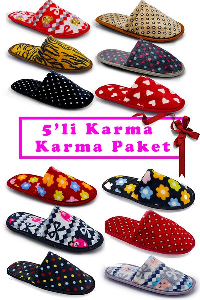diya shoes Συσκευασία με 5 Παντόφλες Σπίτι Παντόφλες Προίκα Χειμερινές Παντόφλες Χωρίς Ήχο Ανοιχτή Σόλα