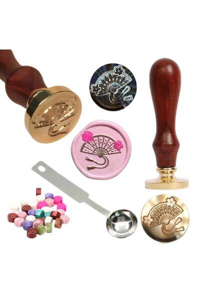 Profisher Mektup Damga Mühürü Yelpaze + 30 Mühür Mumu + Eritme Kaşığı