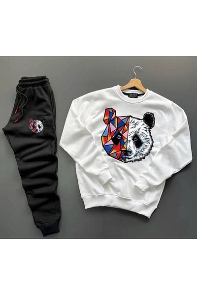 YOHO SPORT Panda Printed Original Unisex Winter Sweatshirt and Sweatpants Σετ 2 συνδυαστικών Σετ