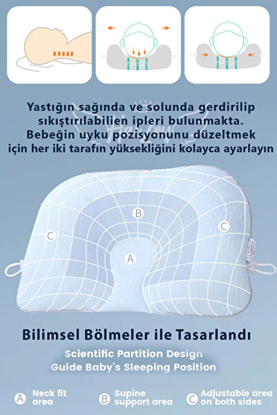 Babion Bebek Yastığı, Güvenli Yatış Uyku Pozisyonu Ayarlanabilen Bebek Yastığı